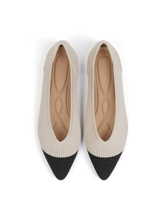 Shoes - Women's Knit Ballet Flats Pointed Toe Slip On Comfortable Dressy Work Shoes